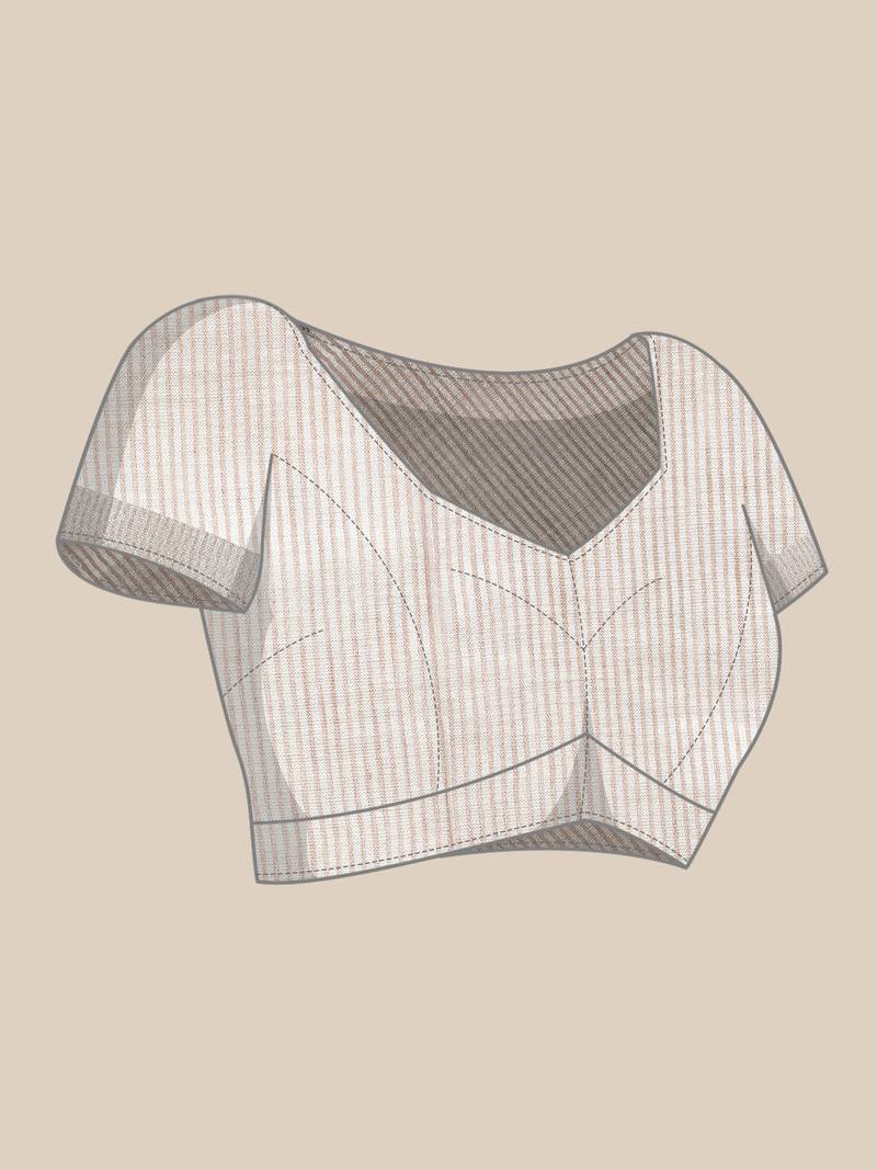 beige color solid linen cotton border saree with blouse