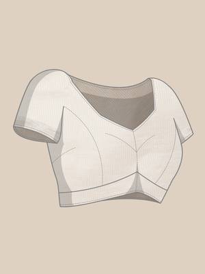 cream color solid linen cotton border saree with blouse 5