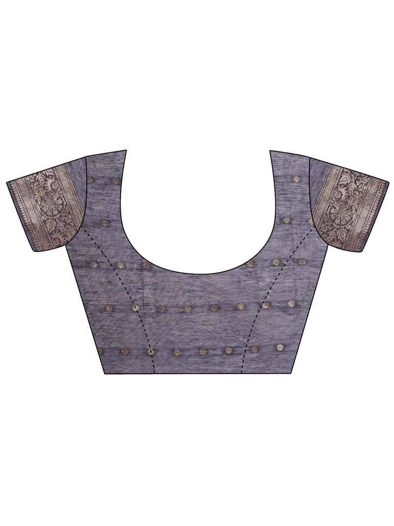 navy blue color woven cotton saree with blouse