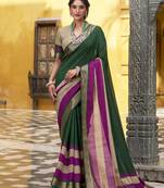 Poly cotton printed saree with royal zari weaving border