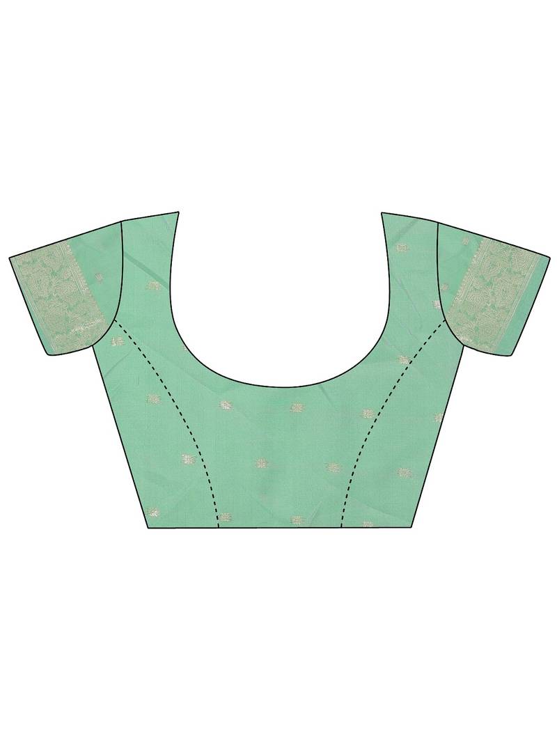 green color woven cotton saree with blouse