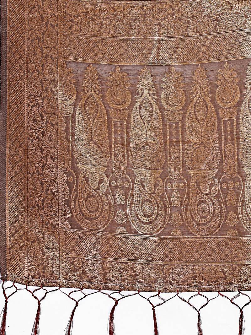 grey color woven cotton saree with blouse