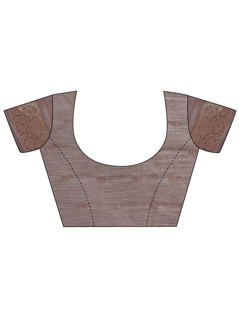 grey color woven cotton saree with blouse