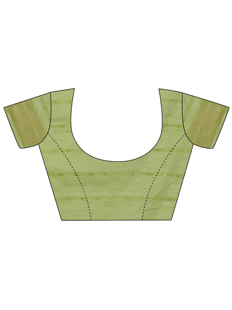 green color woven work cotton saree with blouse