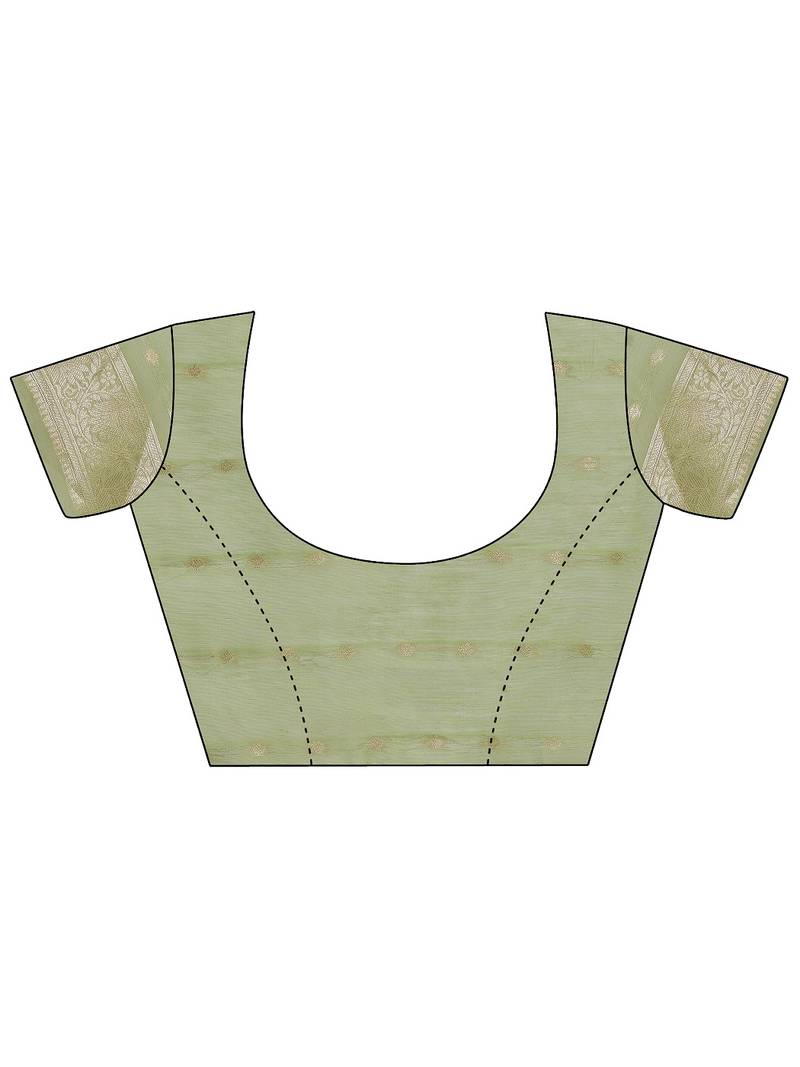 light green color woven work cotton saree with blouse