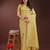 yellow color woven work cotton saree with blouse