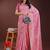 pink color woven work cotton saree with blouse