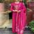 Rani pink cotton heavy thread embroidery work with khadi printed kurta pant set