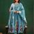 Blue chanderi silk heavy thread embroidery work kurta pant set