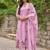 Pink chanderi silk heavy thread embroidery with hand work kurta pant set