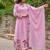 Pink chanderi silk heavy thread embroidery with hand work kurta pant set