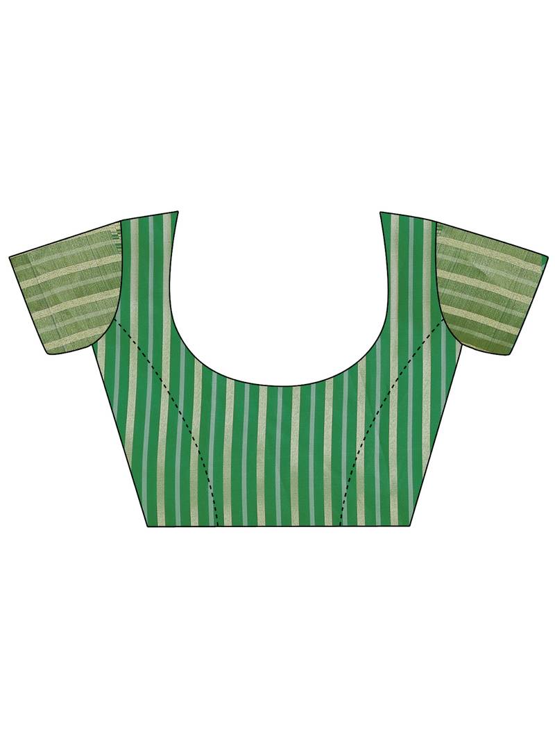 light green color zari border work orgenza saree with blouse