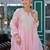 Pink flex butti cotton heavy thread embroidery work with hand kodi lace kurta pant set
