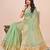 green color zari border work orgenza saree with blouse