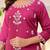 Dark pink rayon slub heavy thread embroidery work kurta pant set