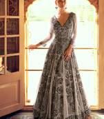 Party wear off white georgette anarkali gown for women