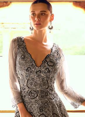 Party wear off white georgette anarkali gown for women 3