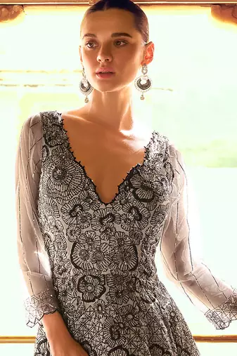 Party wear off white georgette anarkali gown for women