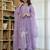 Lavender chanderi silk heavy thread embroidery work kurta pant set