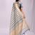sky blue color zari border work orgenza stripe saree with blouse