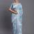 sky blue color woven linen cotton saree with blouse