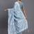 sky blue color woven linen cotton saree with blouse