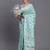 sea green color woven linen cotton saree with blouse