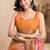 Orange digital printed linen ready to wear designer saree with unstitched blouse