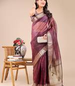 purple color zari border orgenza saree with blouse
