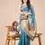 sea Blue color zari border orgenza saree with blouse