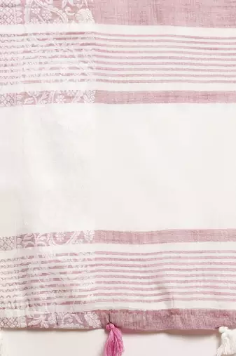 purple woven zari border linen cotton saree