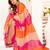 Multicolor digital printed linen ready to wear designer saree with unstitched blouse