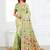 light green color weaven flower linen cotton saree