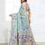 sky blue color weaven flower linen cotton saree