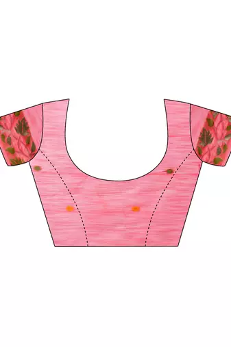 pink color weaven flower linen cotton saree