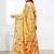 yellow color weaven flower linen cotton saree