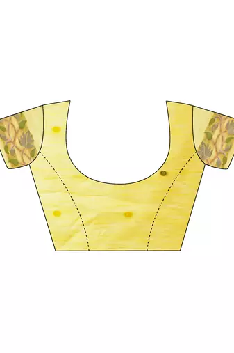 yellow color weaven flower linen cotton saree