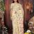cream color weaven flower linen cotton saree