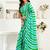 Green digital printed linen ready to wear designer saree with unstitched blouse