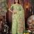 green color weaven flower linen cotton saree