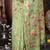 green color weaven flower linen cotton saree