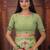green color weaven flower linen cotton saree