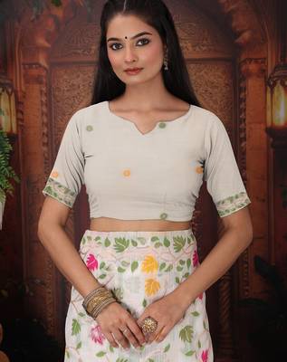 yellow color weaven flower linen cotton saree 5