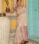 Off White color woven border & pallu linen saree