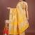 yellow color zari border orgenza saree with blouse