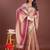 light pink color zari border orgenza saree with blouse
