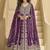 Wine embroidery codding sequence work with chinon silk anarkali suit
