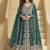 Dark teal embroidery codding sequence work with chinon silk anarkali & dupatta for women
