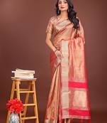 orange color zari border orgenza saree with blouse