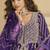 Dark purple embroidery codding sequence work with chinon silk anarkali style